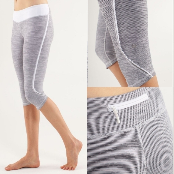 Lululemon Run Fast and Free Ruffle Crop  Wee Are From Space White Combo Size 4 - Picture 2 of 14